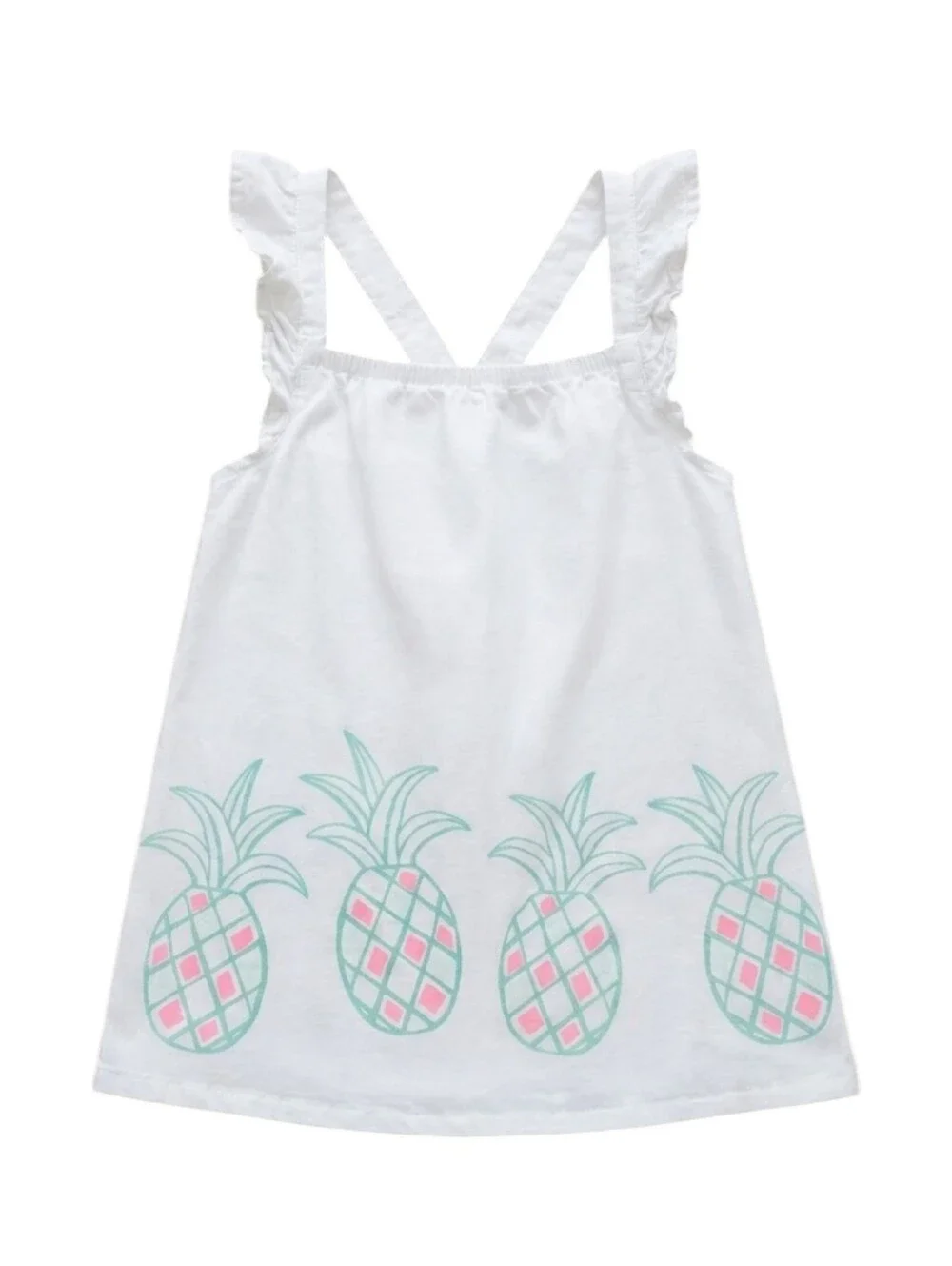 Gymboree Kids White Green Pink Pineapple Sleeveless Tank Shirt Cotton Girls 6